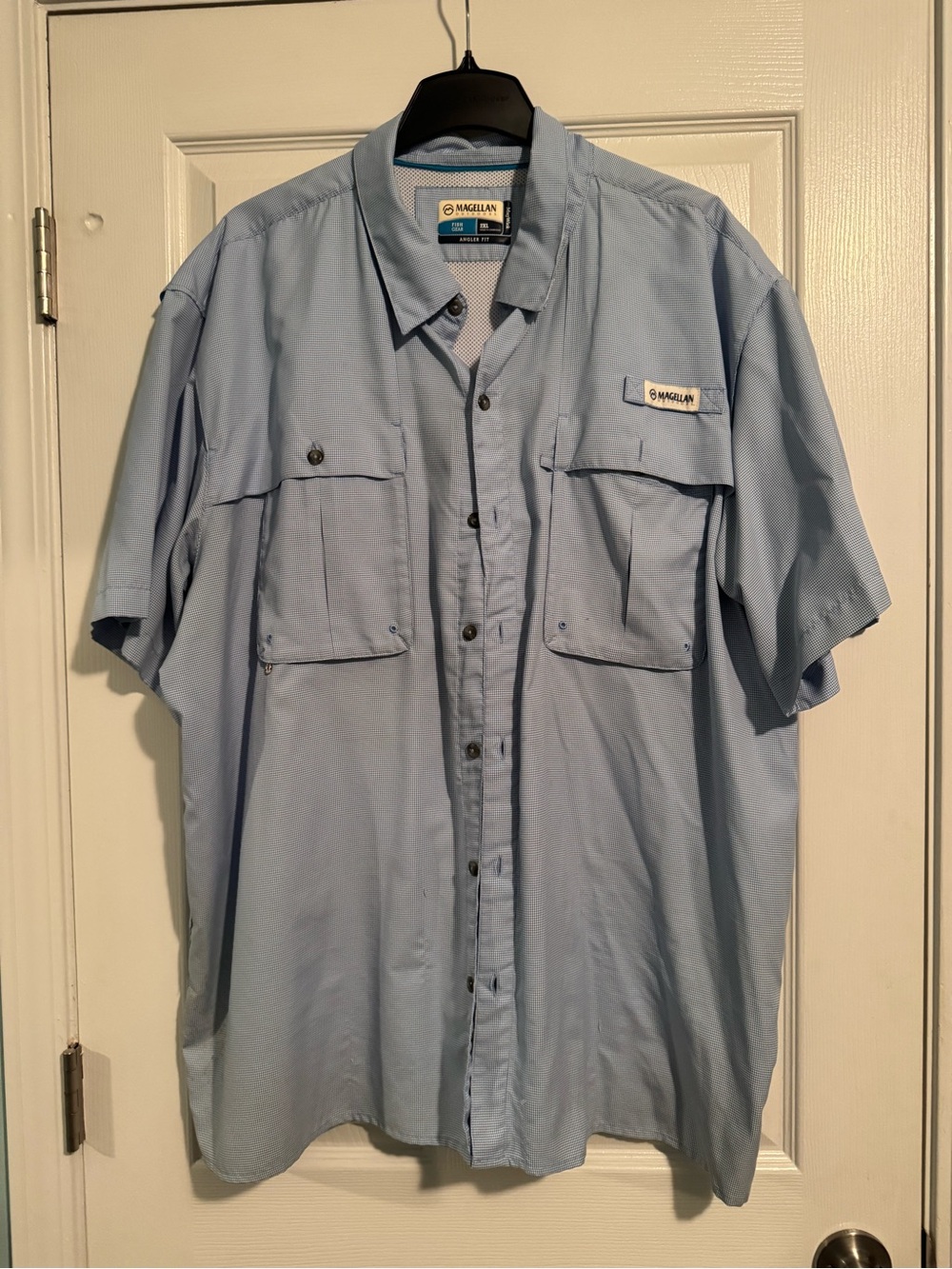 Magellan Outdoors Light Blue Short Sleeve Button-Down Fishing Shirt